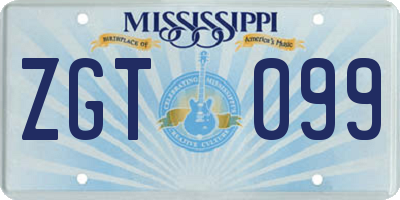 MS license plate ZGT099