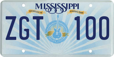 MS license plate ZGT100