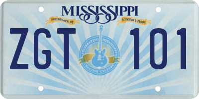 MS license plate ZGT101