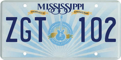 MS license plate ZGT102