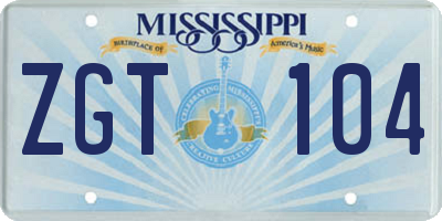 MS license plate ZGT104