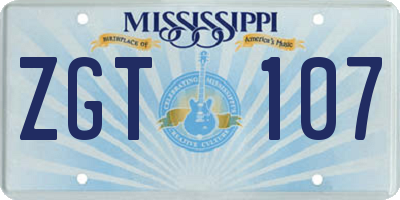 MS license plate ZGT107