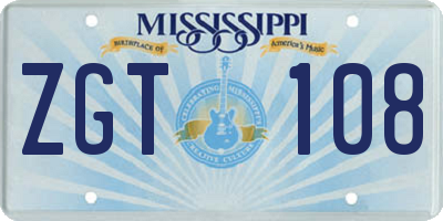 MS license plate ZGT108
