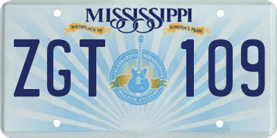 MS license plate ZGT109