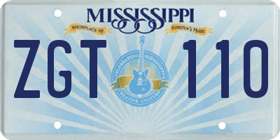 MS license plate ZGT110