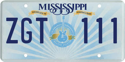 MS license plate ZGT111