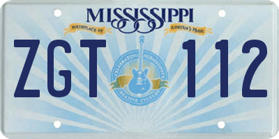 MS license plate ZGT112