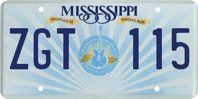MS license plate ZGT115