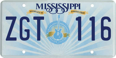 MS license plate ZGT116