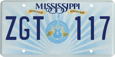MS license plate ZGT117