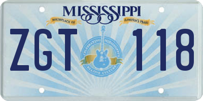 MS license plate ZGT118
