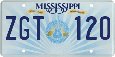 MS license plate ZGT120