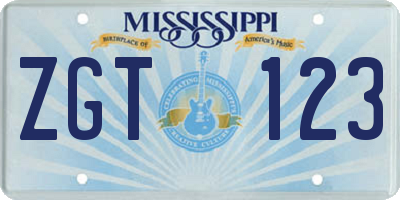 MS license plate ZGT123