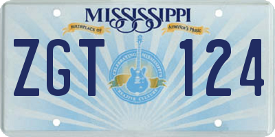 MS license plate ZGT124
