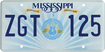 MS license plate ZGT125