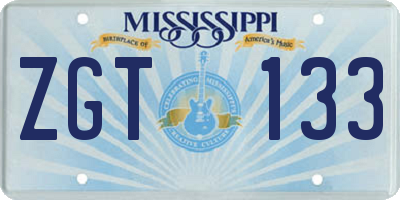 MS license plate ZGT133