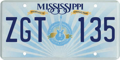 MS license plate ZGT135
