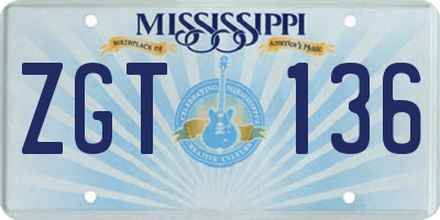 MS license plate ZGT136