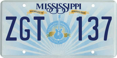 MS license plate ZGT137