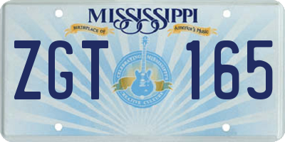 MS license plate ZGT165
