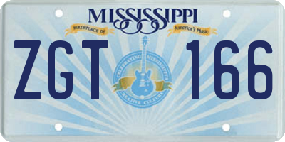 MS license plate ZGT166