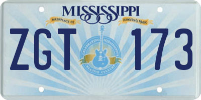 MS license plate ZGT173