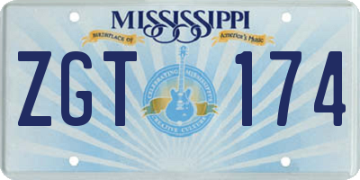 MS license plate ZGT174