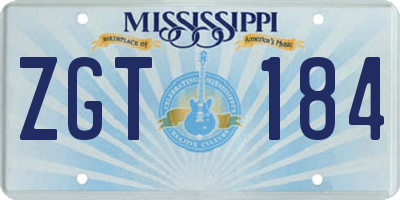 MS license plate ZGT184