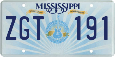 MS license plate ZGT191