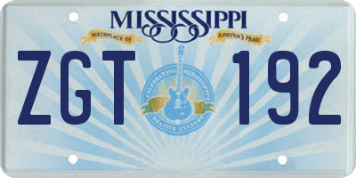 MS license plate ZGT192