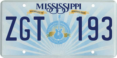 MS license plate ZGT193