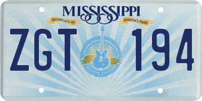 MS license plate ZGT194
