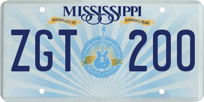 MS license plate ZGT200