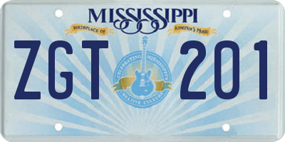 MS license plate ZGT201