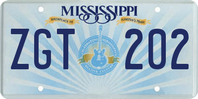 MS license plate ZGT202