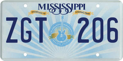 MS license plate ZGT206