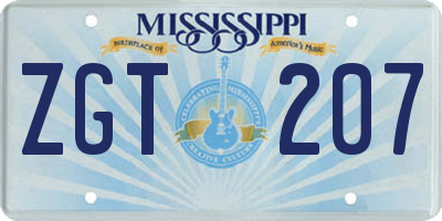 MS license plate ZGT207