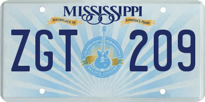 MS license plate ZGT209