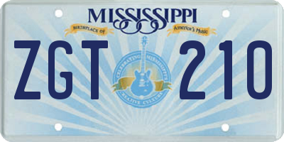 MS license plate ZGT210