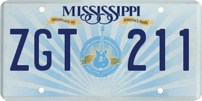 MS license plate ZGT211