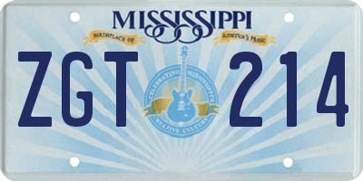 MS license plate ZGT214