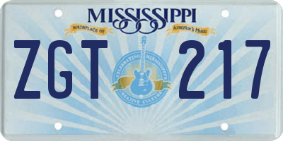 MS license plate ZGT217