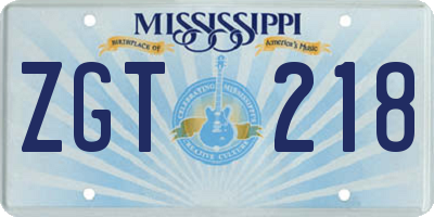 MS license plate ZGT218