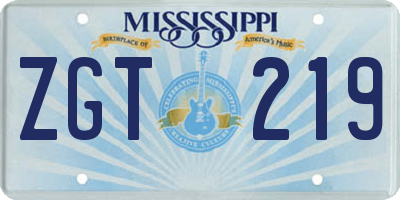 MS license plate ZGT219