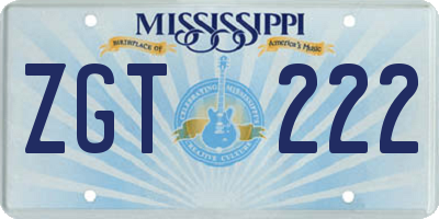 MS license plate ZGT222