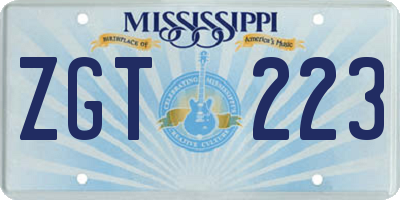 MS license plate ZGT223
