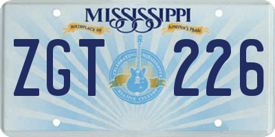 MS license plate ZGT226