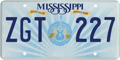 MS license plate ZGT227