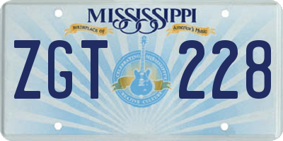 MS license plate ZGT228
