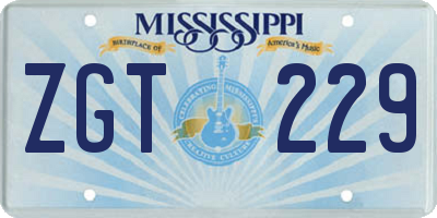 MS license plate ZGT229